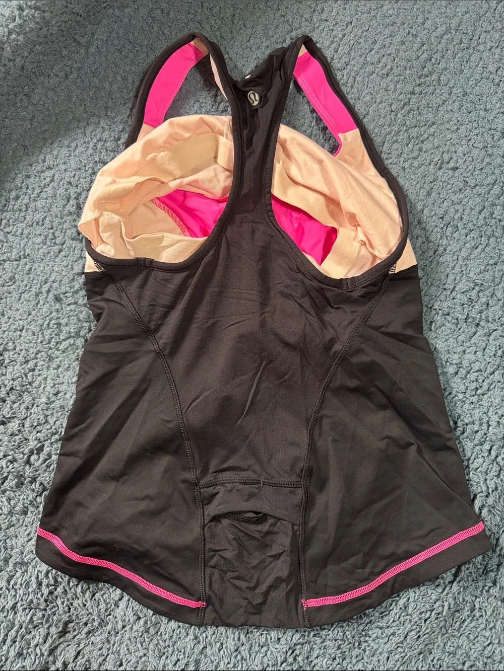 lululemon athletica Pink Cream and Black Racerback Tank
